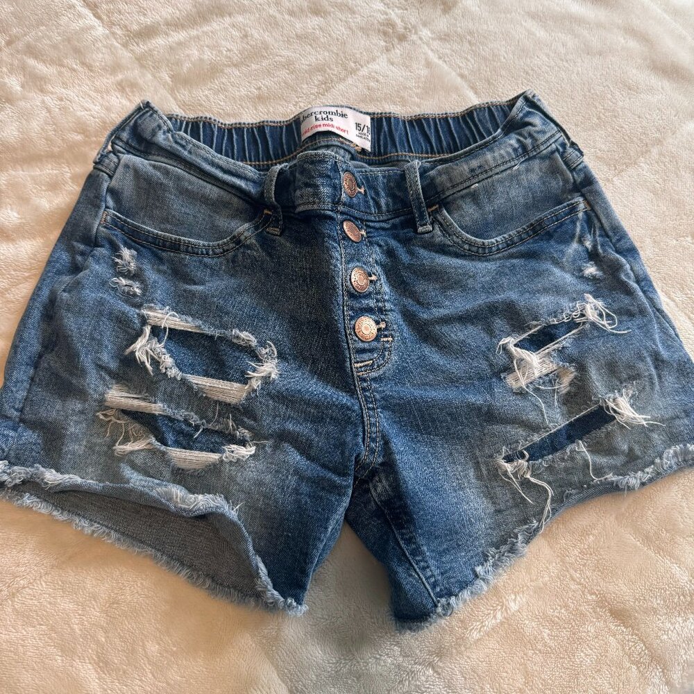 Abercrombie Kids girls mid rise midi jean short size 15/16